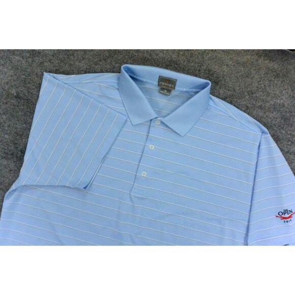 Fennec Polo Shirt Mens XL Blue Striped The Open 2015 Golf - Picture 1 of 9